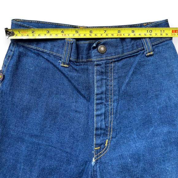 RARE Vintage 70s Plush Bottoms Bell Bottoms Wide Leg Denim Jeans, sz 5 - Picture 7 of 9
